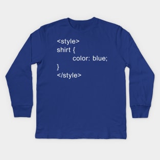 HTML Style - Blue Kids Long Sleeve T-Shirt